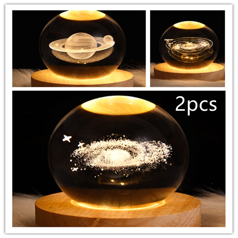 LED Night Light Galaxy Crystal Ball Table Lamp 3D Planet Moon Lamp Bedroom Home Decor For Kids Party Children Birthday Gifts Gadget Sphere
