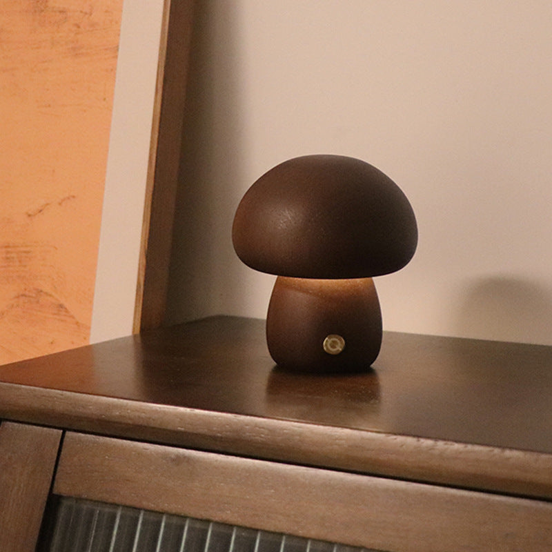 INS Wooden Cute Mushroom LED Night Light With Touch Switch Gadget Sphere