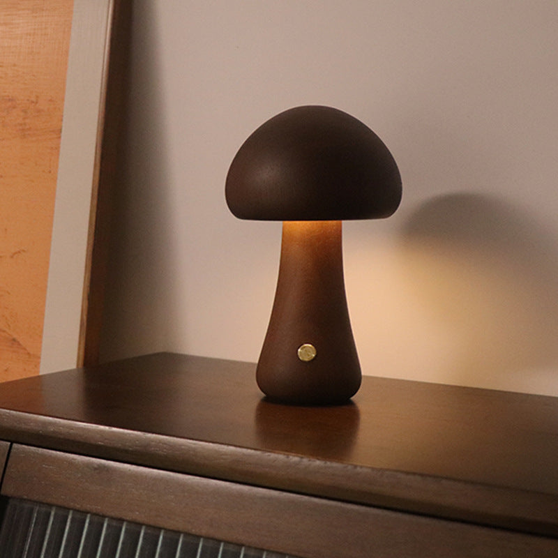 INS Wooden Cute Mushroom LED Night Light With Touch Switch Gadget Sphere