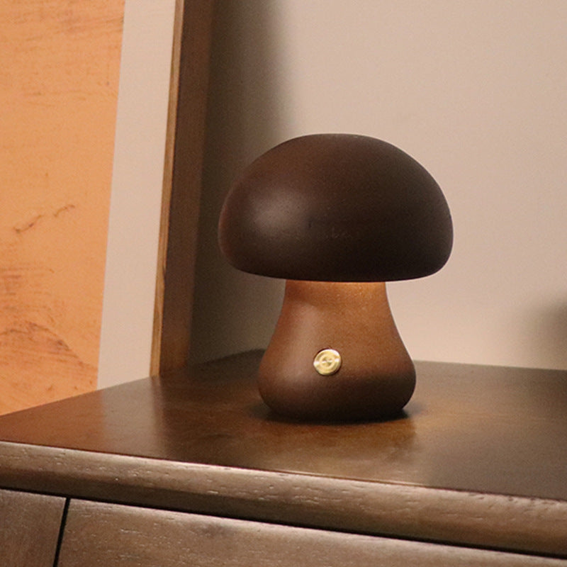 INS Wooden Cute Mushroom LED Night Light With Touch Switch Gadget Sphere
