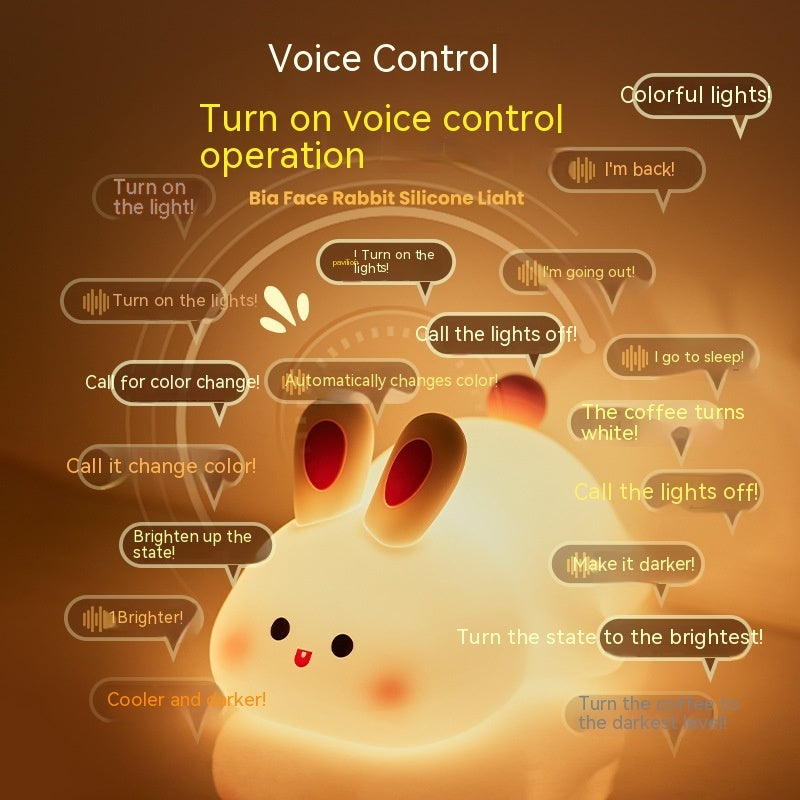 Cute LED Night Light Touch Sensor Cartoon Kid's Nightlights Big Face Rabbit Silicone Night Light Christmas Gift Bedside Lamp Home Decor Gadget Sphere