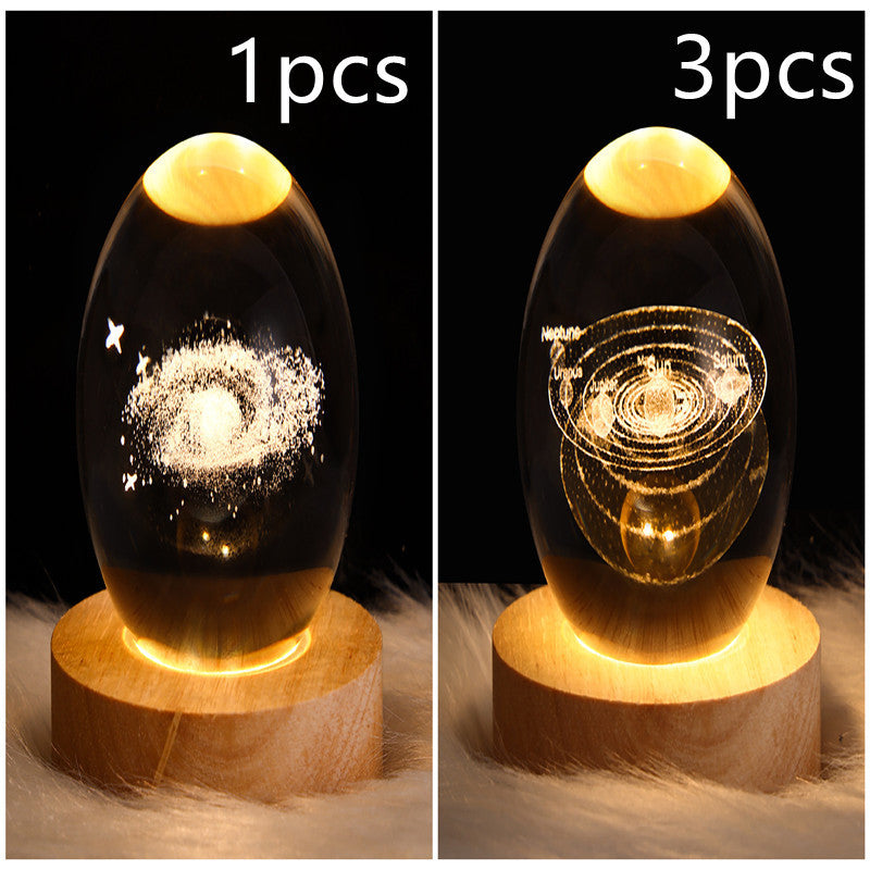 LED Night Light Galaxy Crystal Ball Table Lamp 3D Planet Moon Lamp Bedroom Home Decor For Kids Party Children Birthday Gifts Gadget Sphere