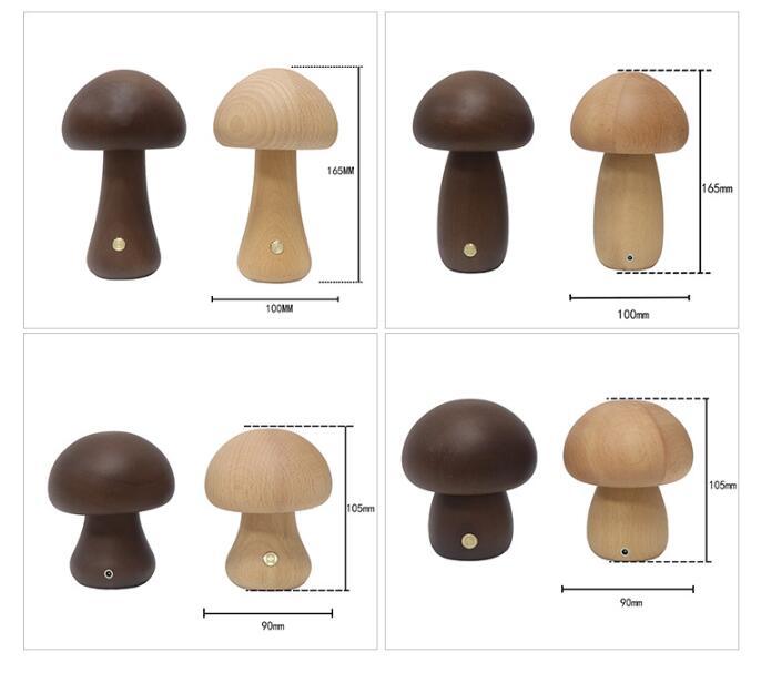 INS Wooden Cute Mushroom LED Night Light With Touch Switch Gadget Sphere
