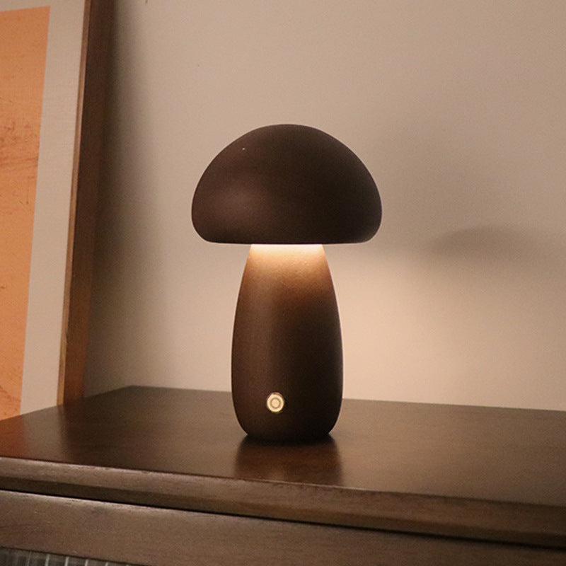 INS Wooden Cute Mushroom LED Night Light With Touch Switch Gadget Sphere