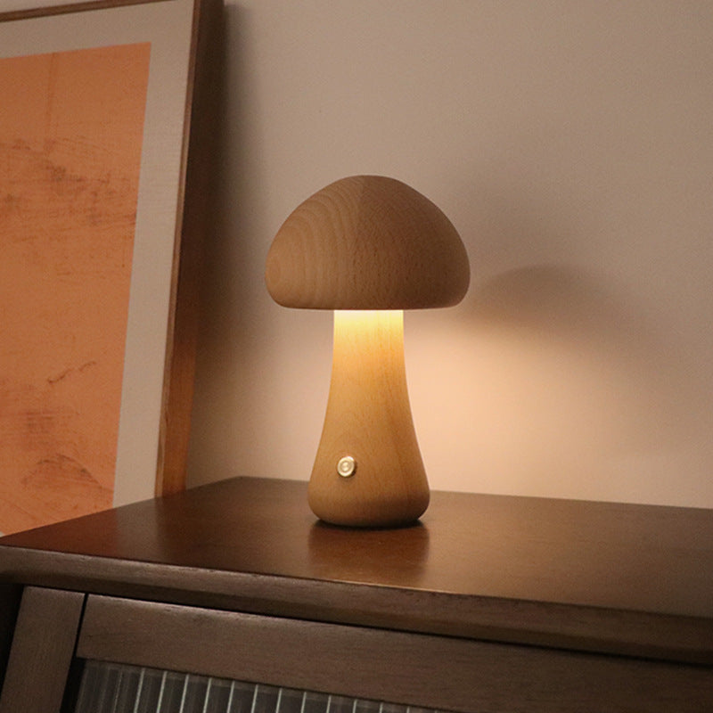 INS Wooden Cute Mushroom LED Night Light With Touch Switch Gadget Sphere