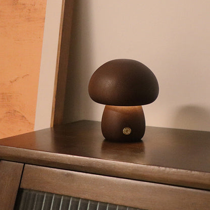 INS Wooden Cute Mushroom LED Night Light With Touch Switch Gadget Sphere