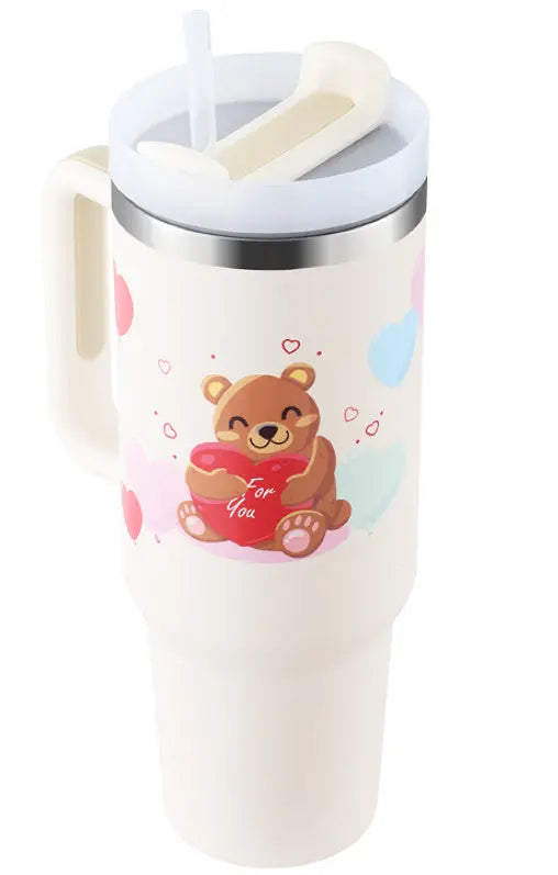 40 Oz Tumbler With Handle Straw Insulated, Stainless Steel Spill Proof Vacuum Coffee Cup Tumbler With Lid Tapered Mug Gifts For Valentine Lover Suitable For Car Gym Office Travel Gadget Sphere