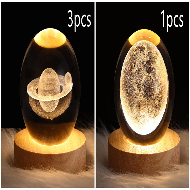 LED Night Light Galaxy Crystal Ball Table Lamp 3D Planet Moon Lamp Bedroom Home Decor For Kids Party Children Birthday Gifts Gadget Sphere