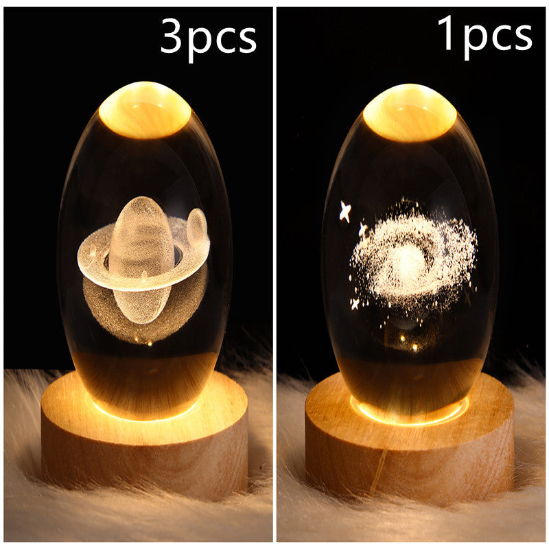 LED Night Light Galaxy Crystal Ball Table Lamp 3D Planet Moon Lamp Bedroom Home Decor For Kids Party Children Birthday Gifts Gadget Sphere