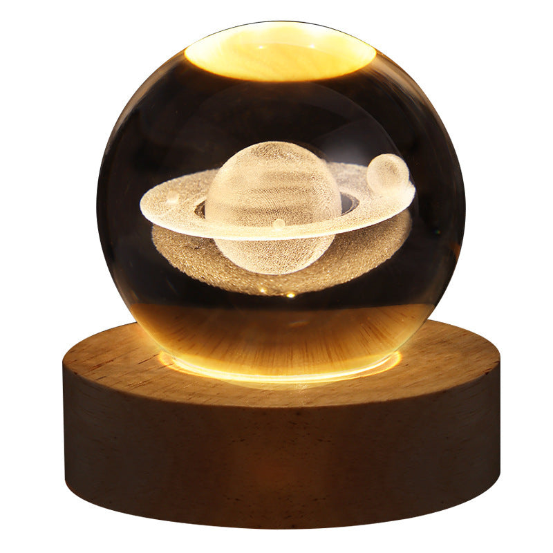 LED Night Light Galaxy Crystal Ball Table Lamp 3D Planet Moon Lamp Bedroom Home Decor For Kids Party Children Birthday Gifts Gadget Sphere