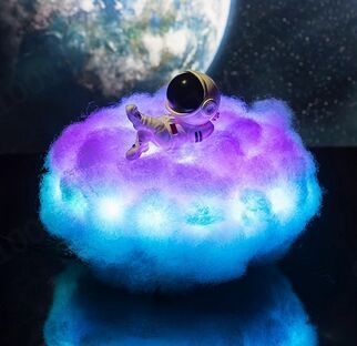 LED Colorful Clouds Astronaut Lamp With Rainbow Effect As Children's Night Light Kids Bedroom Night Lamp Decor Home Moon Lamp Gadget Sphere
