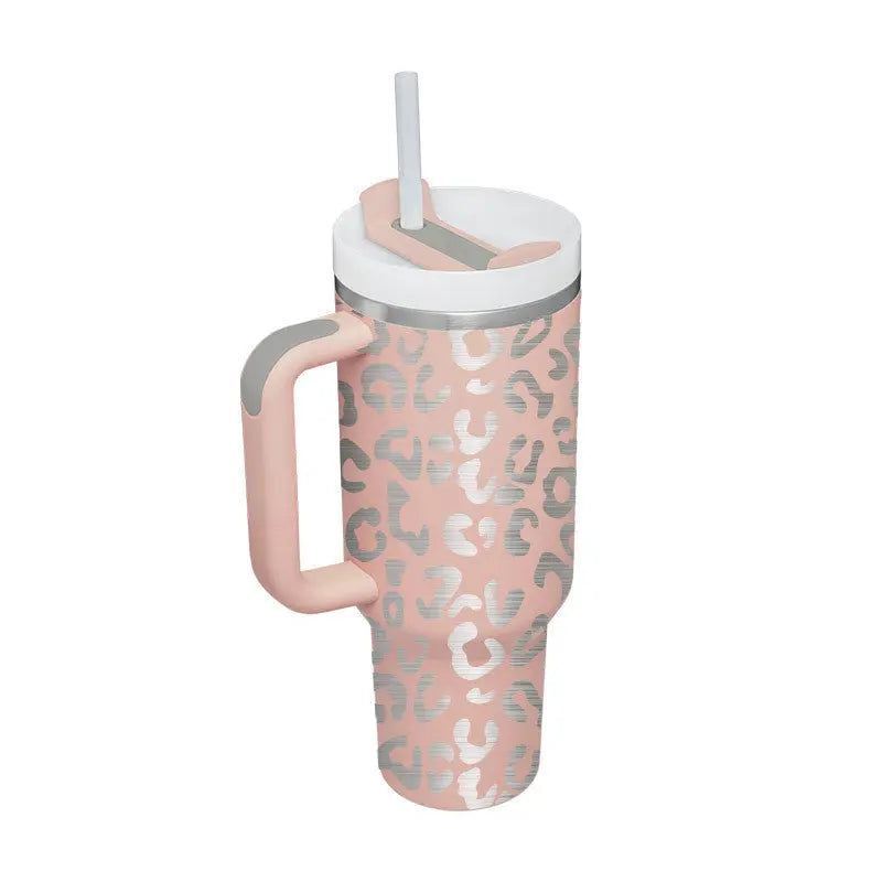 40 Oz Tumbler With Handle Straw Insulated, Stainless Steel Spill Proof Vacuum Coffee Cup Tumbler With Lid Tapered Mug Gifts For Valentine Lover Suitable For Car Gym Office Travel Gadget Sphere