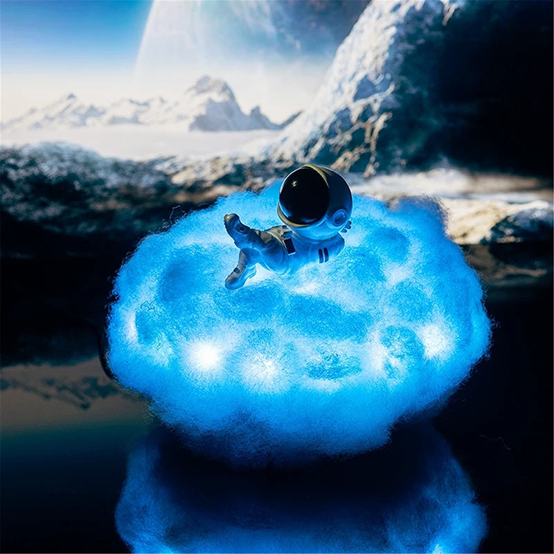 LED Colorful Clouds Astronaut Lamp With Rainbow Effect As Children's Night Light Kids Bedroom Night Lamp Decor Home Moon Lamp Gadget Sphere