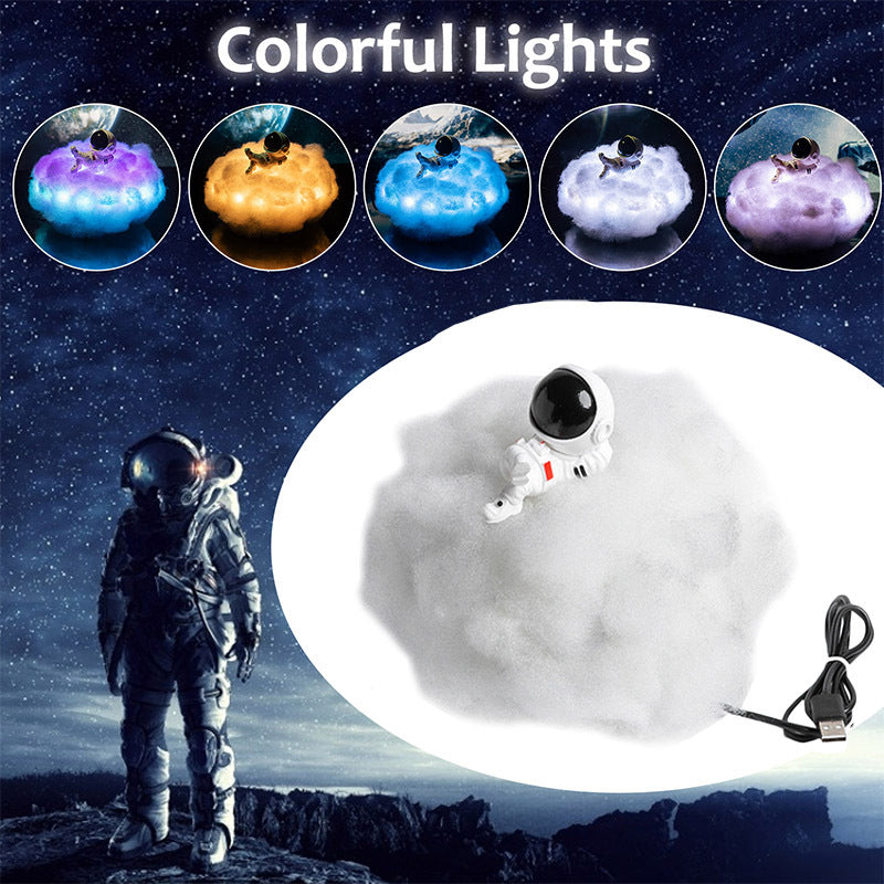 LED Colorful Clouds Astronaut Lamp With Rainbow Effect As Children's Night Light Kids Bedroom Night Lamp Decor Home Moon Lamp Gadget Sphere