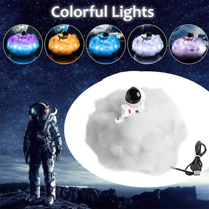 LED Colorful Clouds Astronaut Lamp With Rainbow Effect As Children's Night Light Kids Bedroom Night Lamp Decor Home Moon Lamp Gadget Sphere
