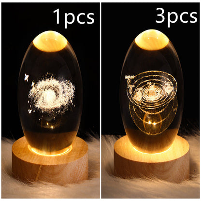 LED Night Light Galaxy Crystal Ball Table Lamp 3D Planet Moon Lamp Bedroom Home Decor For Kids Party Children Birthday Gifts Gadget Sphere