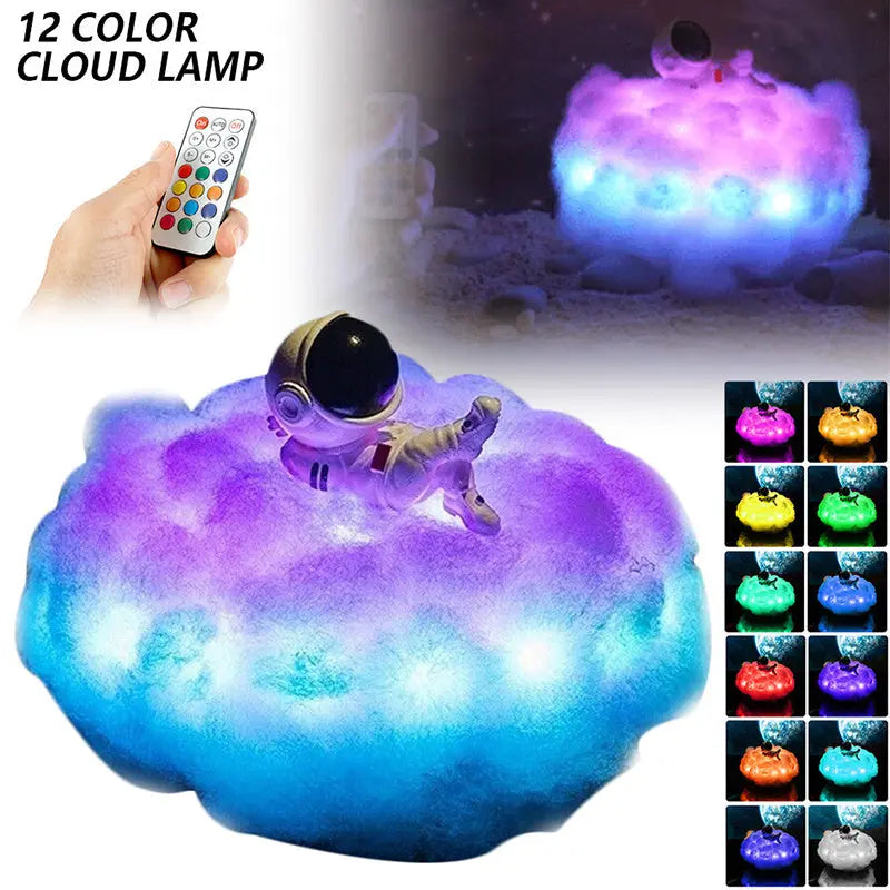 LED Colorful Clouds Astronaut Lamp With Rainbow Effect As Children's Night Light Kids Bedroom Night Lamp Decor Home Moon Lamp Gadget Sphere