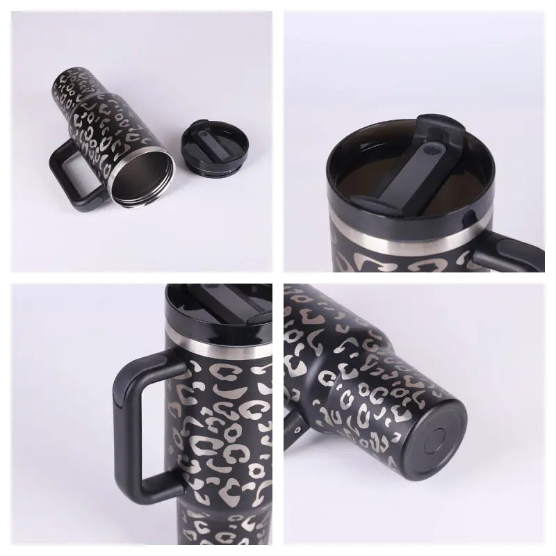 40 Oz Tumbler With Handle Straw Insulated, Stainless Steel Spill Proof Vacuum Coffee Cup Tumbler With Lid Tapered Mug Gifts For Valentine Lover Suitable For Car Gym Office Travel Gadget Sphere