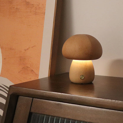INS Wooden Cute Mushroom LED Night Light With Touch Switch Gadget Sphere