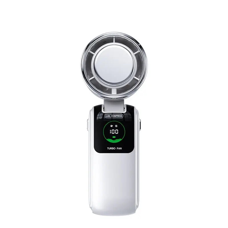 New Ice Pack High-Speed Handheld Eletirc Fan Speed Adjustable Folding Mini Fan Portable Outdoor Hanging Neck Small Fan Gadget Sphere